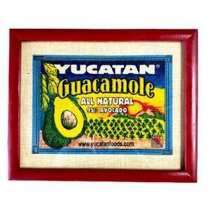 Yucatan Guacamole Avocado Retro Burlap Sack 12"x15" Framed Advertisement Art